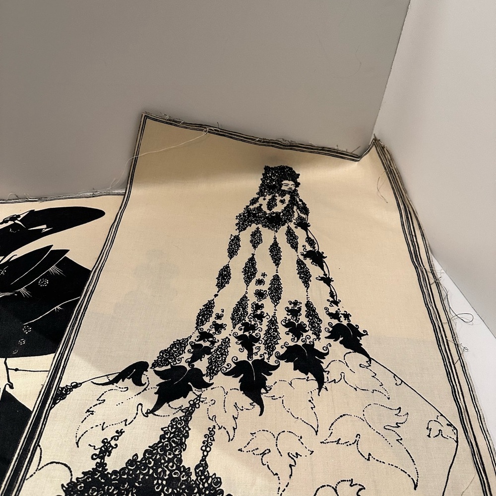 5 Vintage Aubrey Beardsley Art Nouveau Bloomcraft Fabric panels - Picture 6 of 8